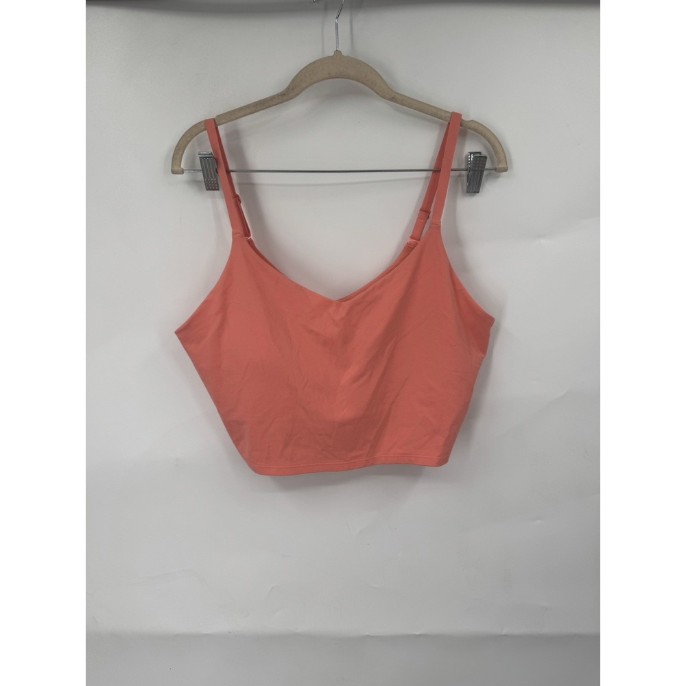 Athleta Elevation Longline Sports Bra Women XL Coral Athletic Workout Yoga Gym